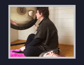 Picture of 1 to 1 Gong Bath meditation treatment by Peace of Mind Berkshire